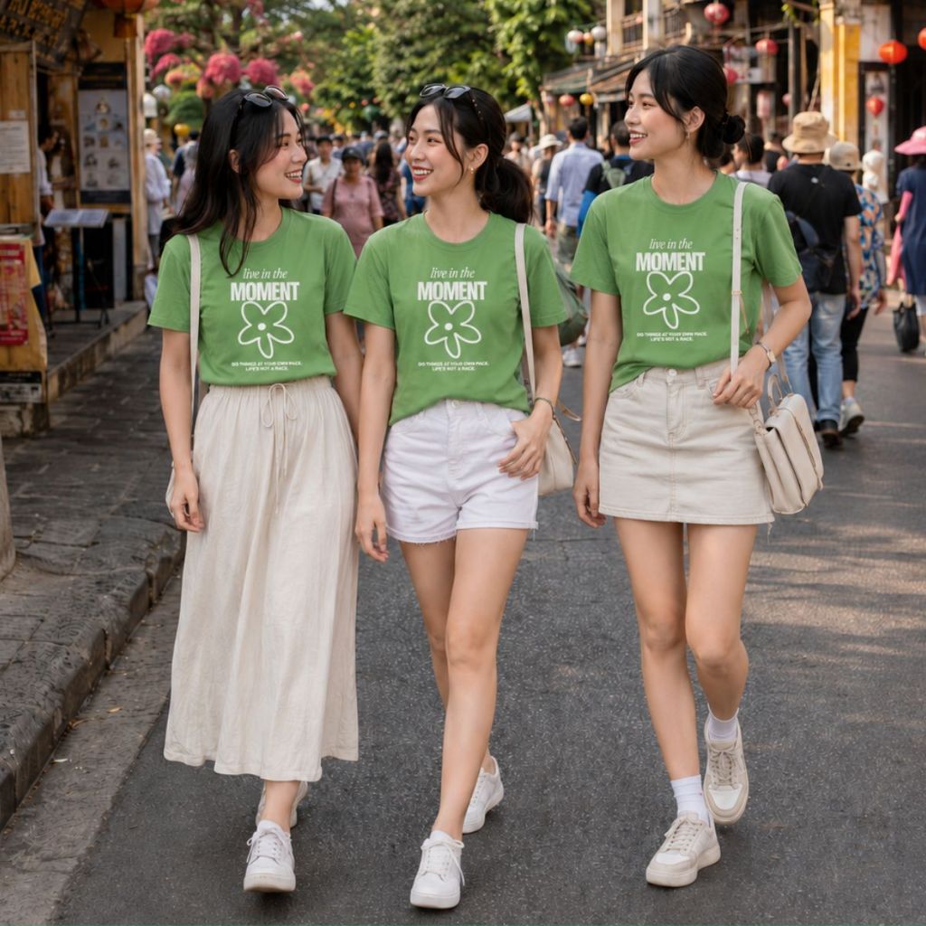 [Form Rộng] Áo phông đồng phục hội, nhóm du lịch hình hoa chữ 