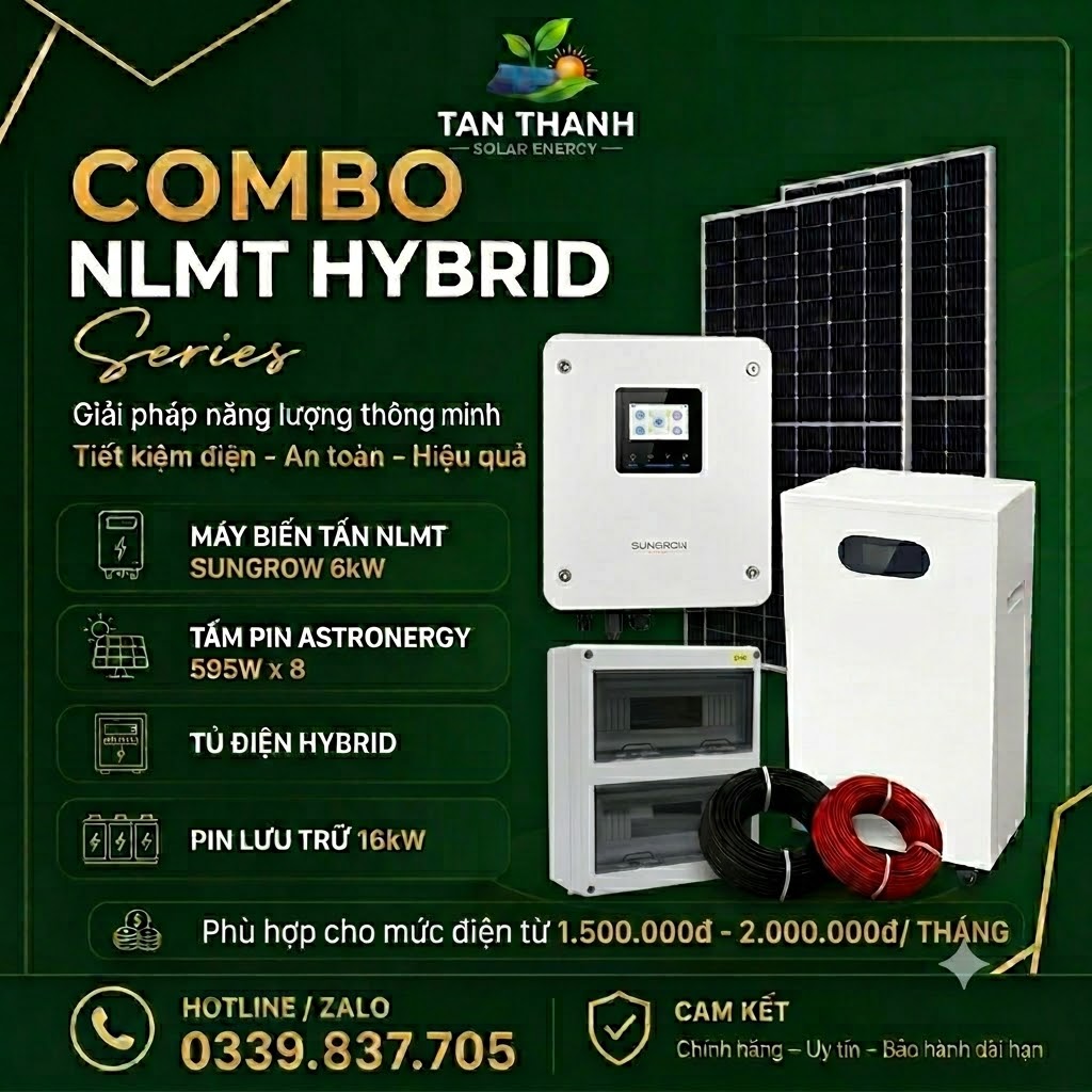 COMBO SUNGROW 6kW PHÙ HỢP CHO TIỀN ĐIỆN TỪ 1.500.000Đ - 2.000.000Đ/THÁNG