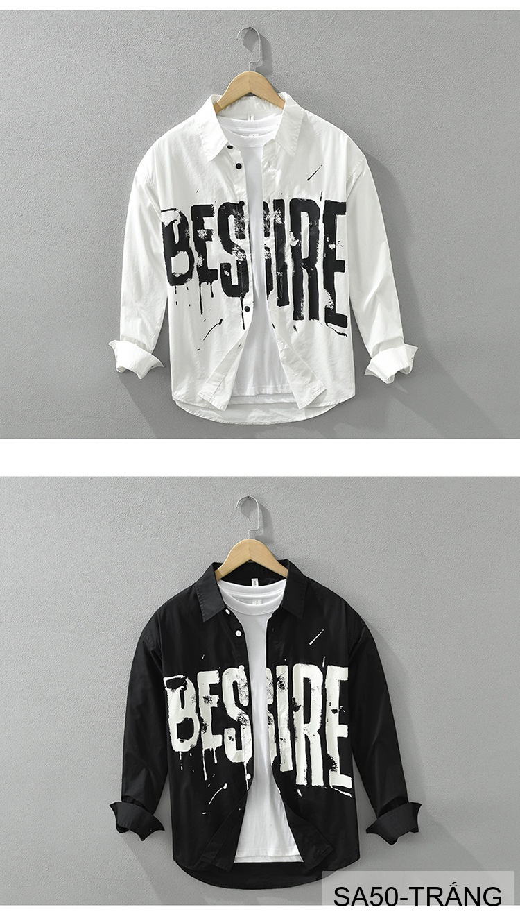 SA50 - Áo Sơ Mi Nam Dài Tay In Chữ Phong Cách Nhật Bản, Chất Cotton Mềm Mại, Phù Hợp Mặc Hàng Ngày_thumbnail_5