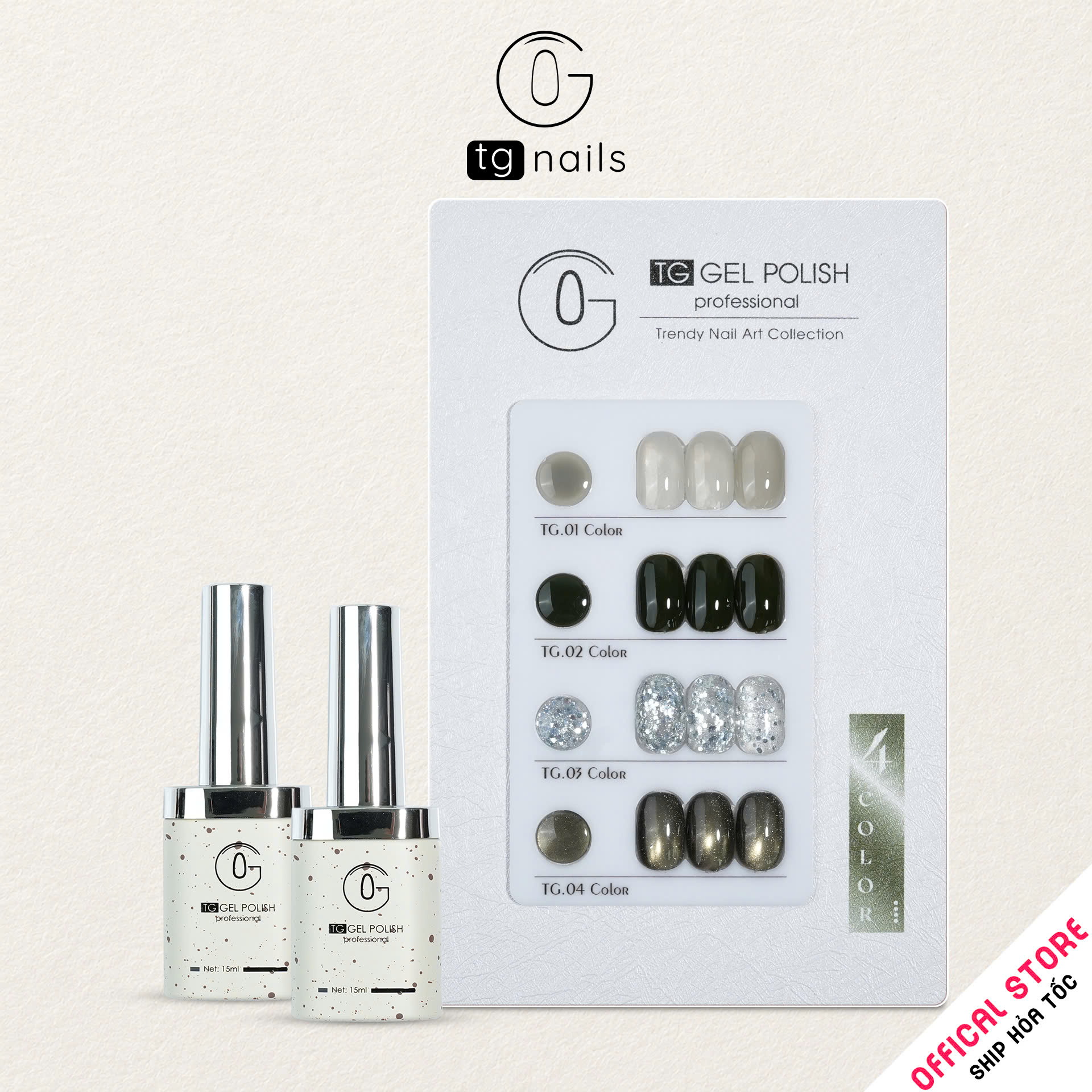  ComBo 4 màu Xanh Lá TG Nails kèm bảng màu