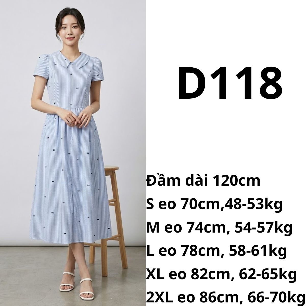 D118 - Đầm sọc nơ