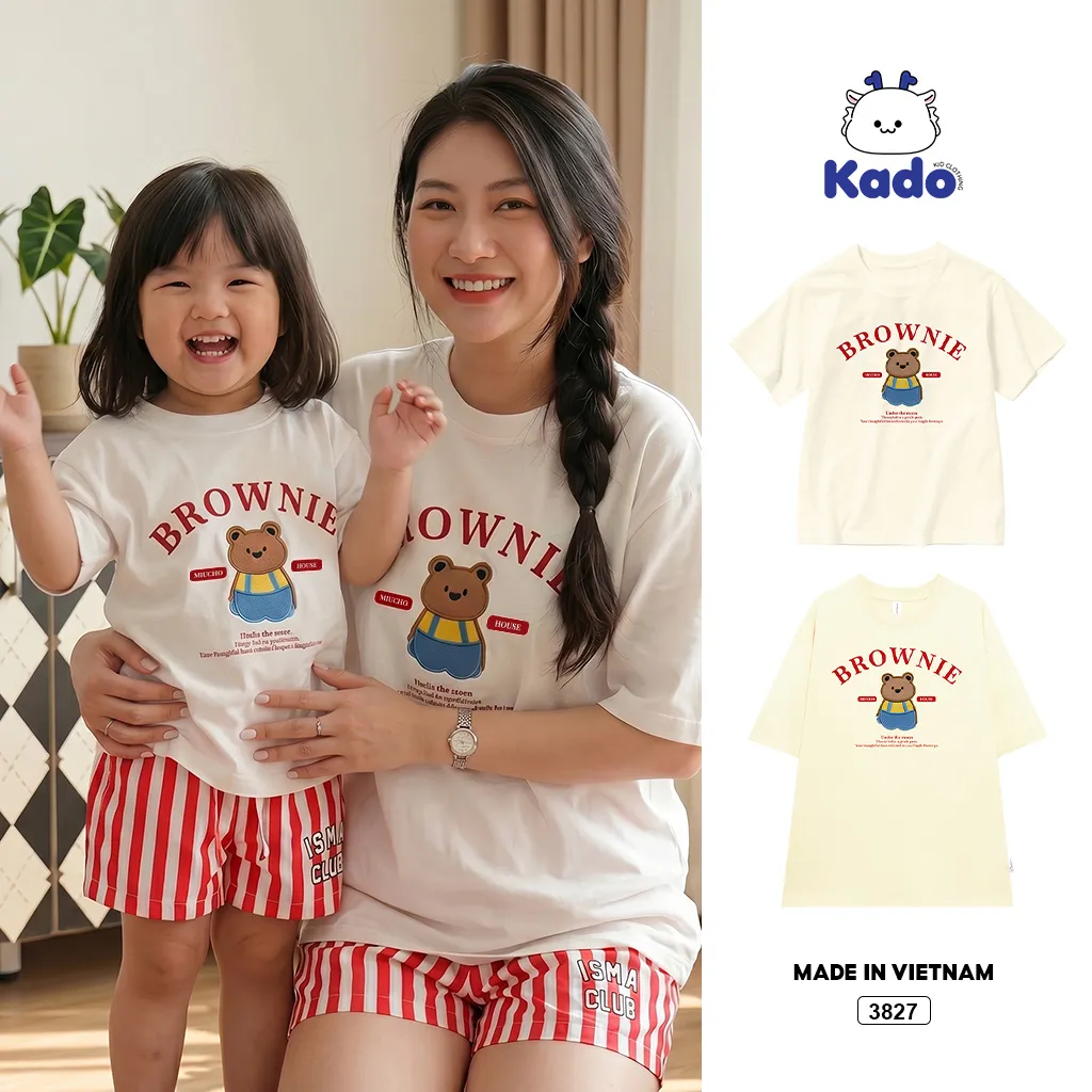 Áo gia đình mẹ và bé hình gấu Browniee siêu đáng yêu Kado 3827