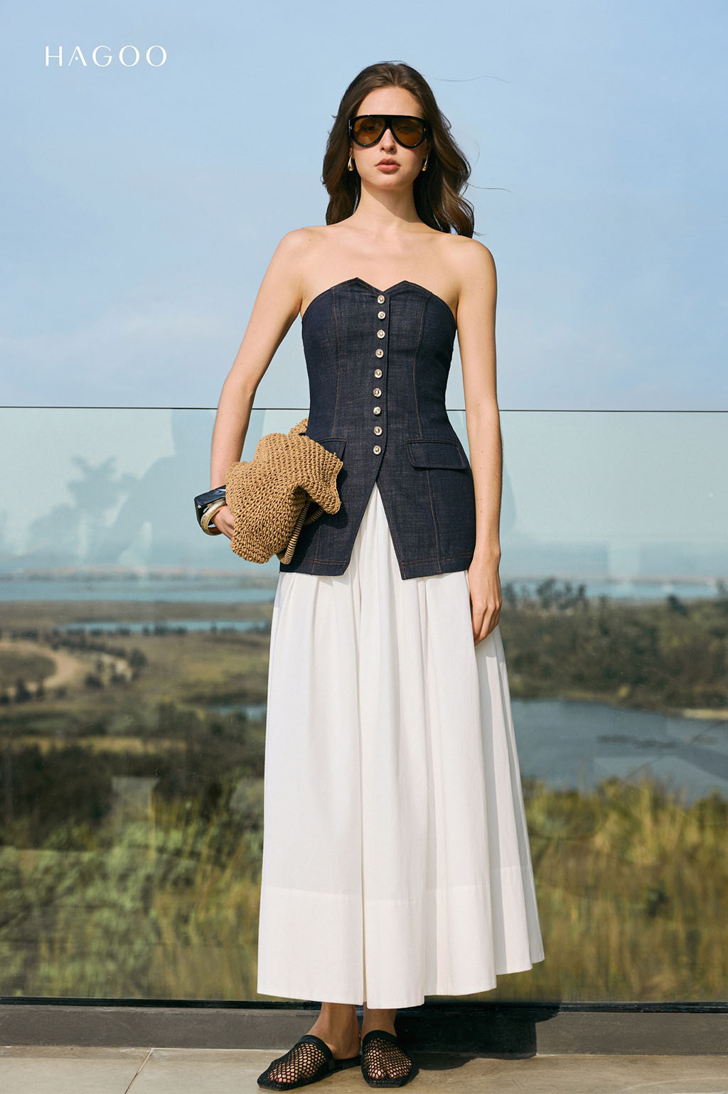 Chân váy xòe dài đáp gấu HAGOO_thumbnail_2