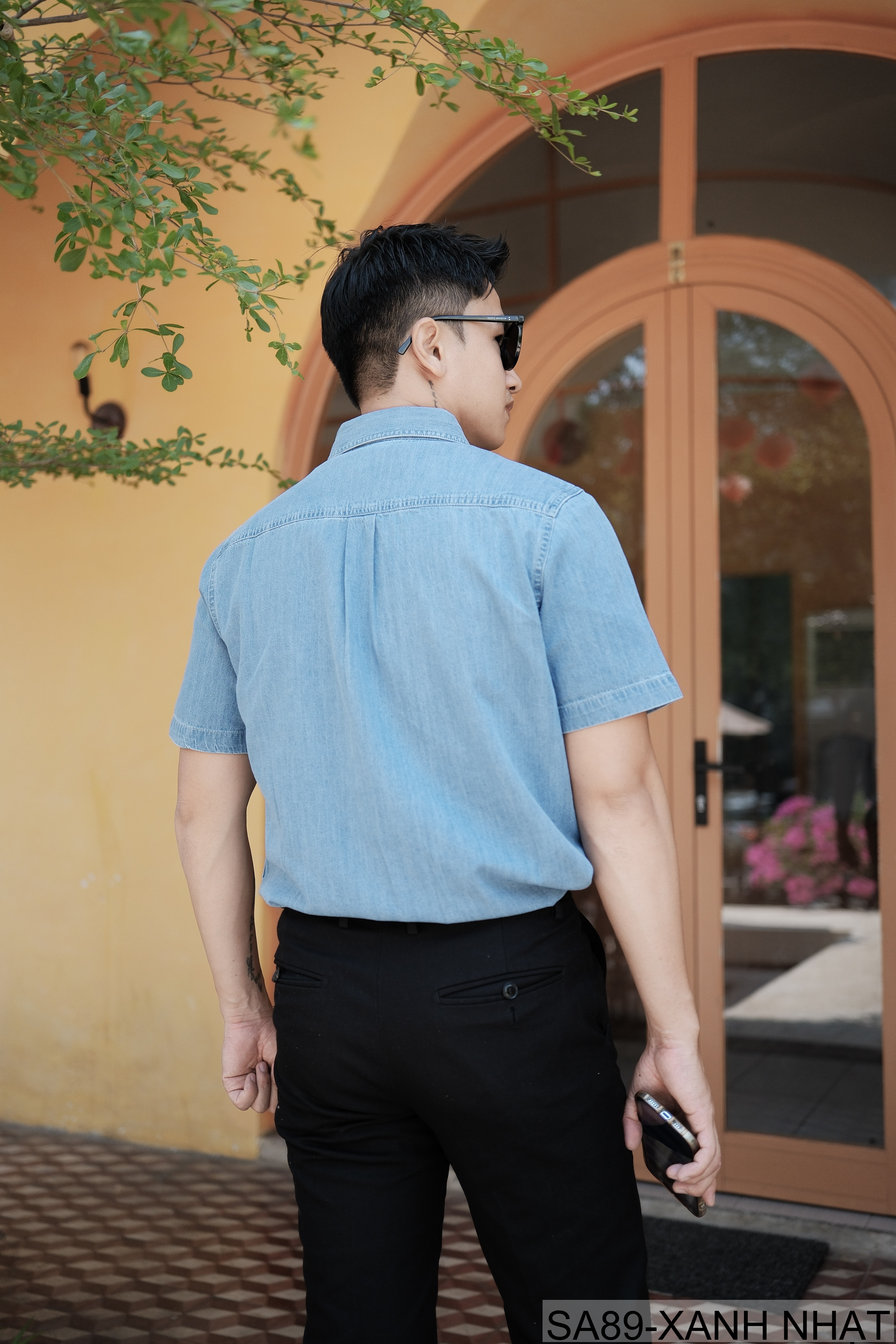 SA89 - Áo sơ mi denim nam tay ngắn phong cách Nhật Bản, chất cotton mềm mại, form rộng thoải mái_thumbnail_3