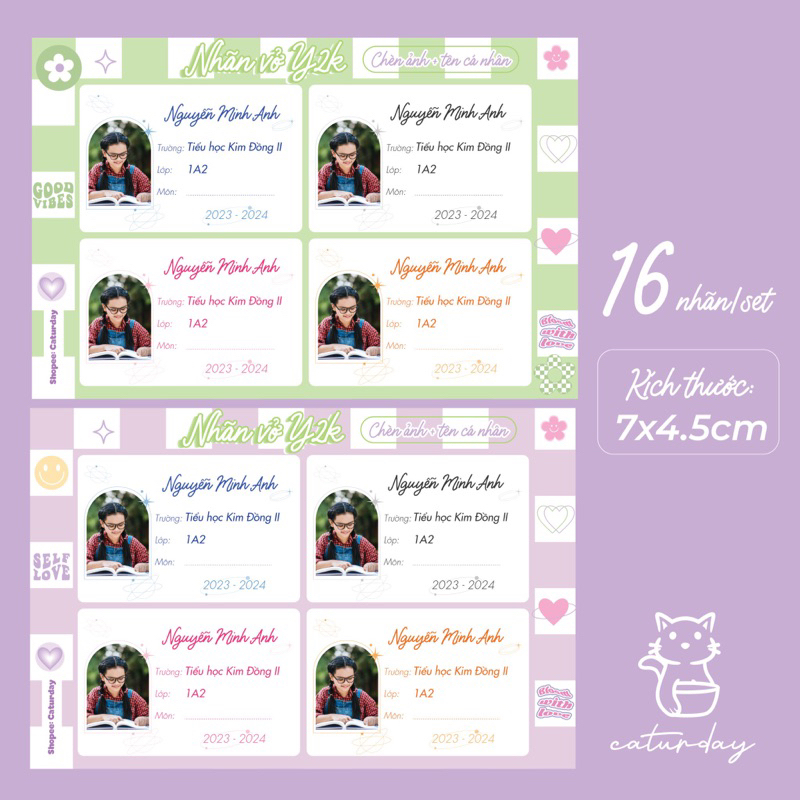 (In tên theo yêu cầu) SET 24 NHÃN VỞ Gấu dâu Lotso, Capybara, Kuromi, Totoro, Doraemon, nhiều mẫu siêu cute khác_thumbnail_13