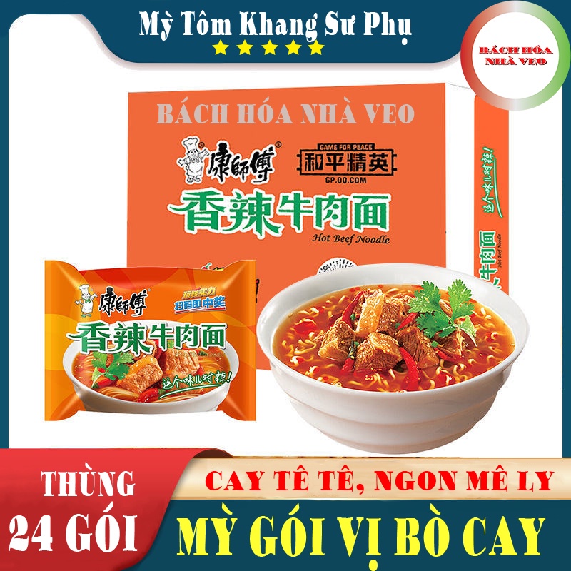 [Thùng 24 Gói] Mì Tôm trung quốc - hiệu Khang Sư Phụ - vị BÒ CAY, 𝐅𝐫𝐞𝐞 𝐒𝐡𝐢𝐩 , Hàng Chuẩn, Date Mới