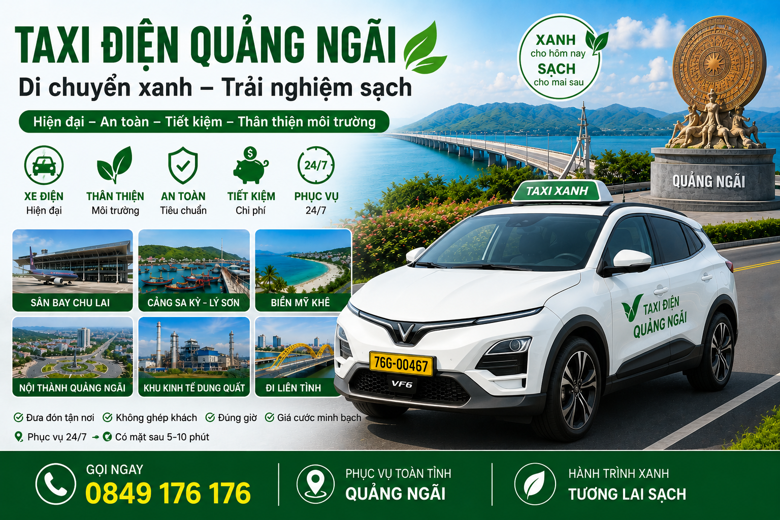 Taxi Điện Quảng Ngãi 2026 – Dịch Vụ Taxi Xanh Hiện Đại