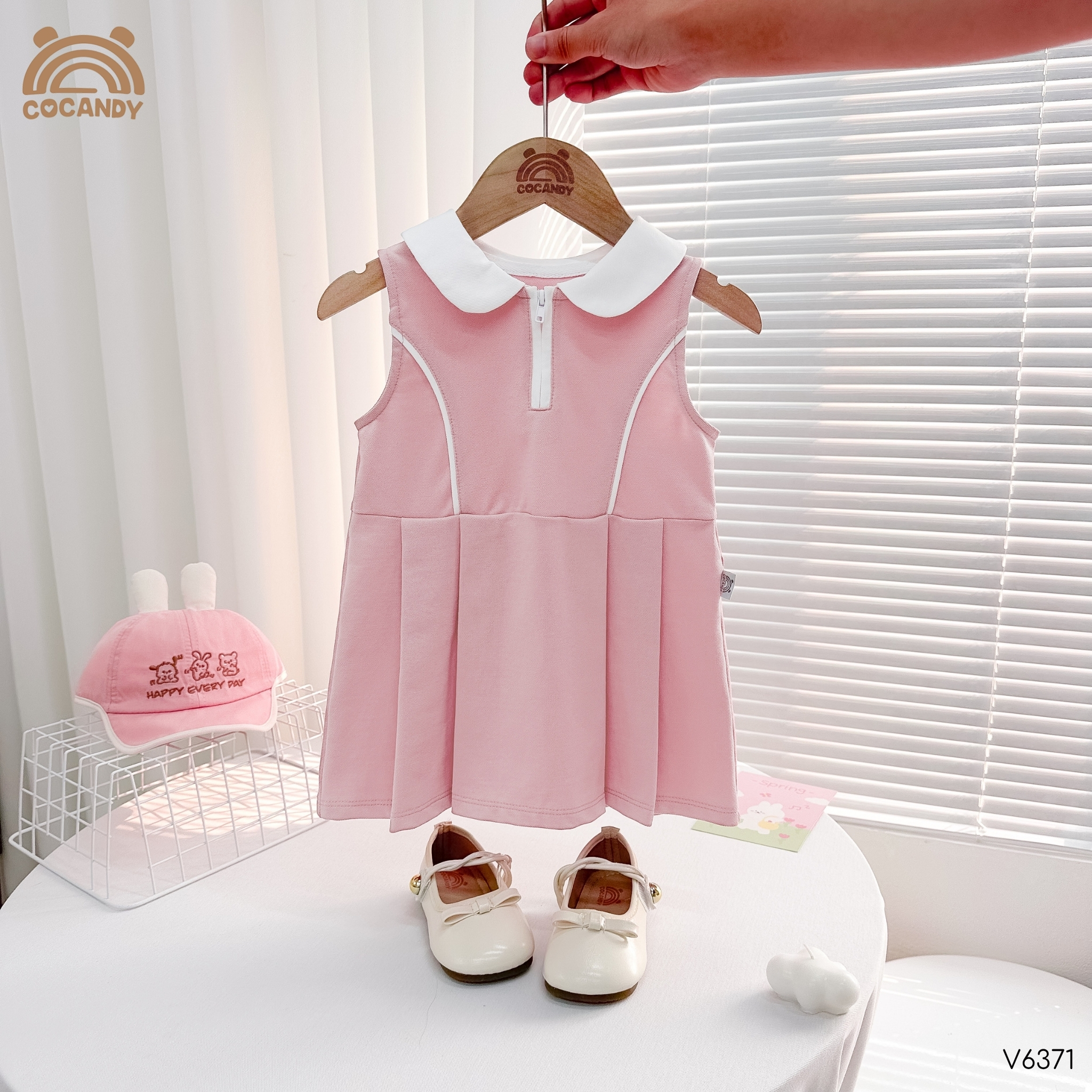 Váy sát nách polo HỒNG cổ trắng nẹp cong_thumbnail_3