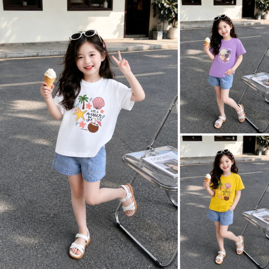 Áo thun bé gái hình sinh vật biển đáng yêu - Loza Kids AT066 AT066