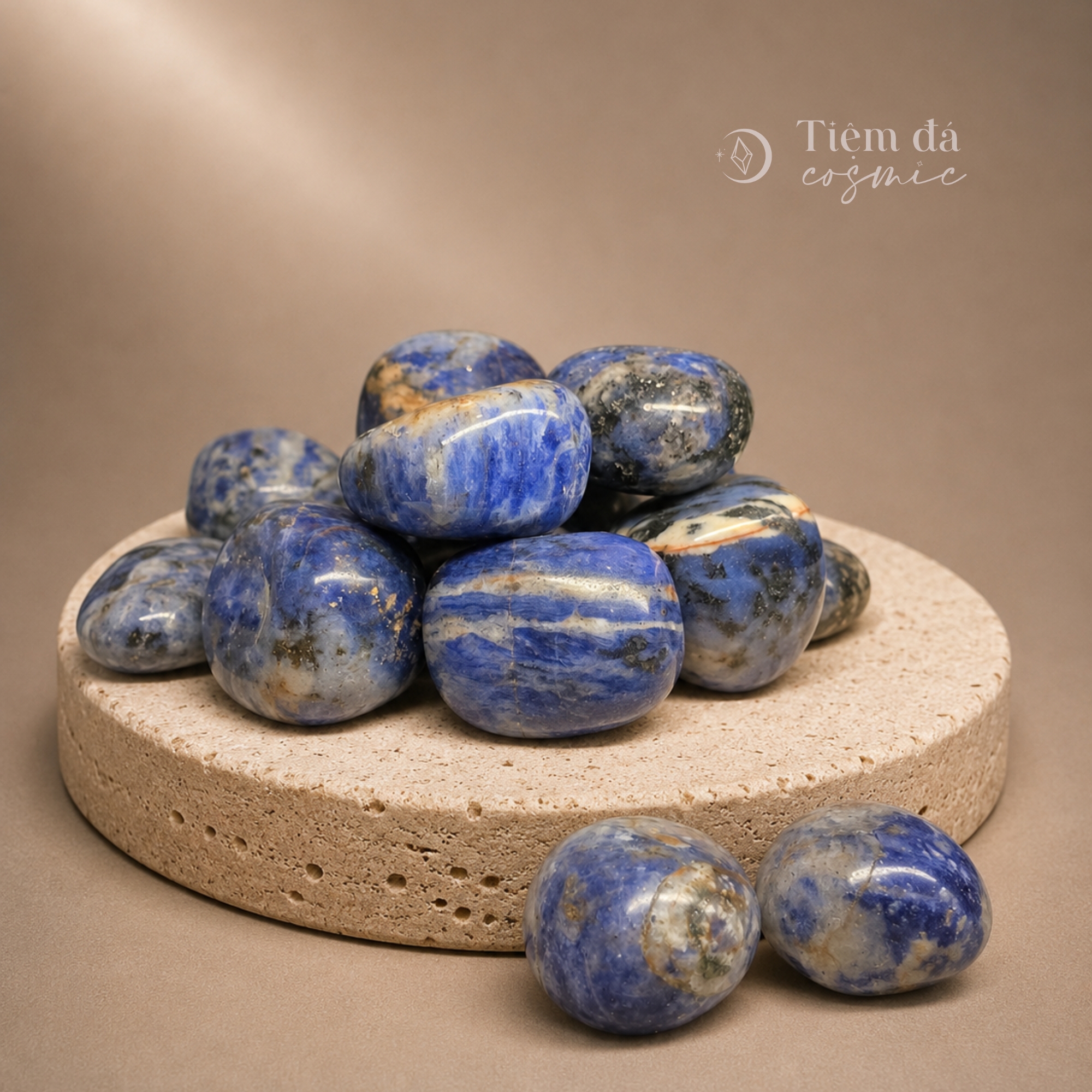 Đá cuội đã mài bóng / Tumbled Đá Sodalite size 2 - 3 cm/viên