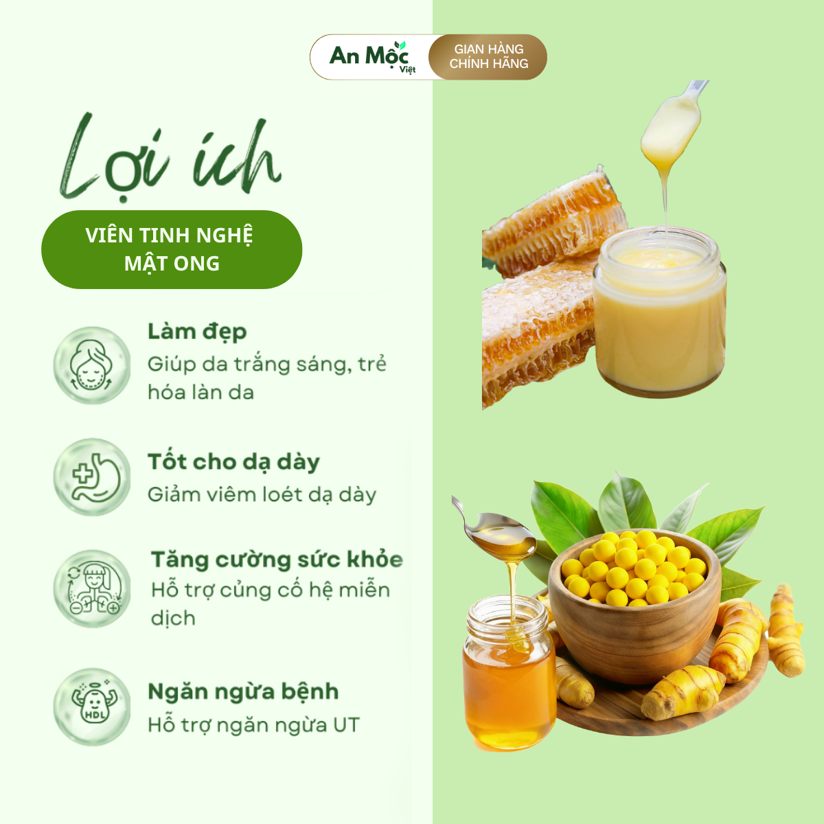 VIÊN TINH NGHỆ MẬT ONG 330g - Hỗ Trợ Dạ Dày, Tiêu Hóa, Đẹp Da - Dễ ăn tiện lợi, Không hăng không đắng_thumbnail_3