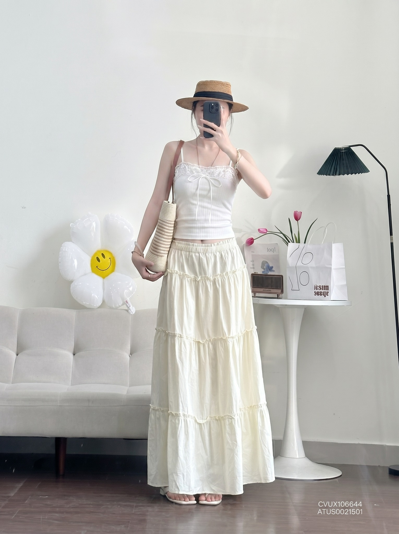 Áo Thun Nữ Croptop 2 dây ren ngực nơ NTR (C) (0687) - Freesize