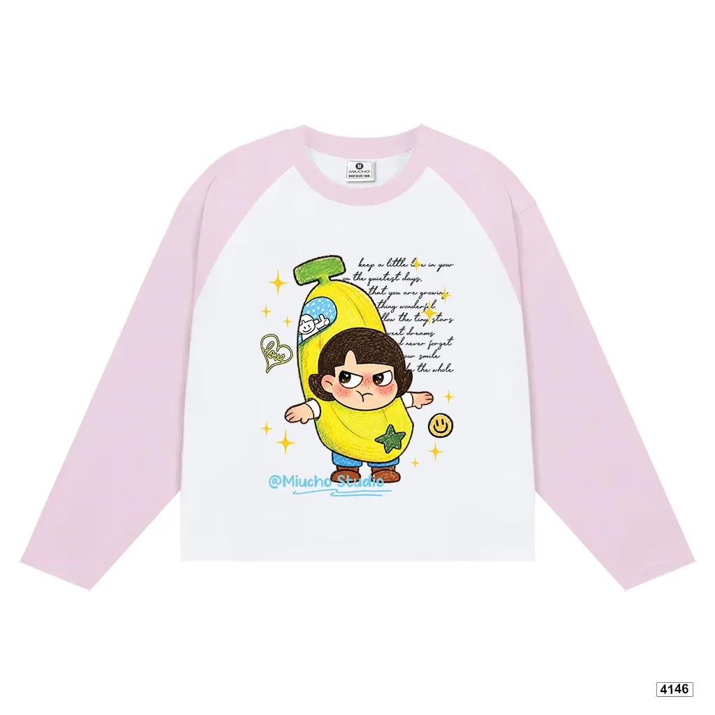 Áo thun tay dài form boxy phối tay Cartoon Miucho 4146_thumbnail_0