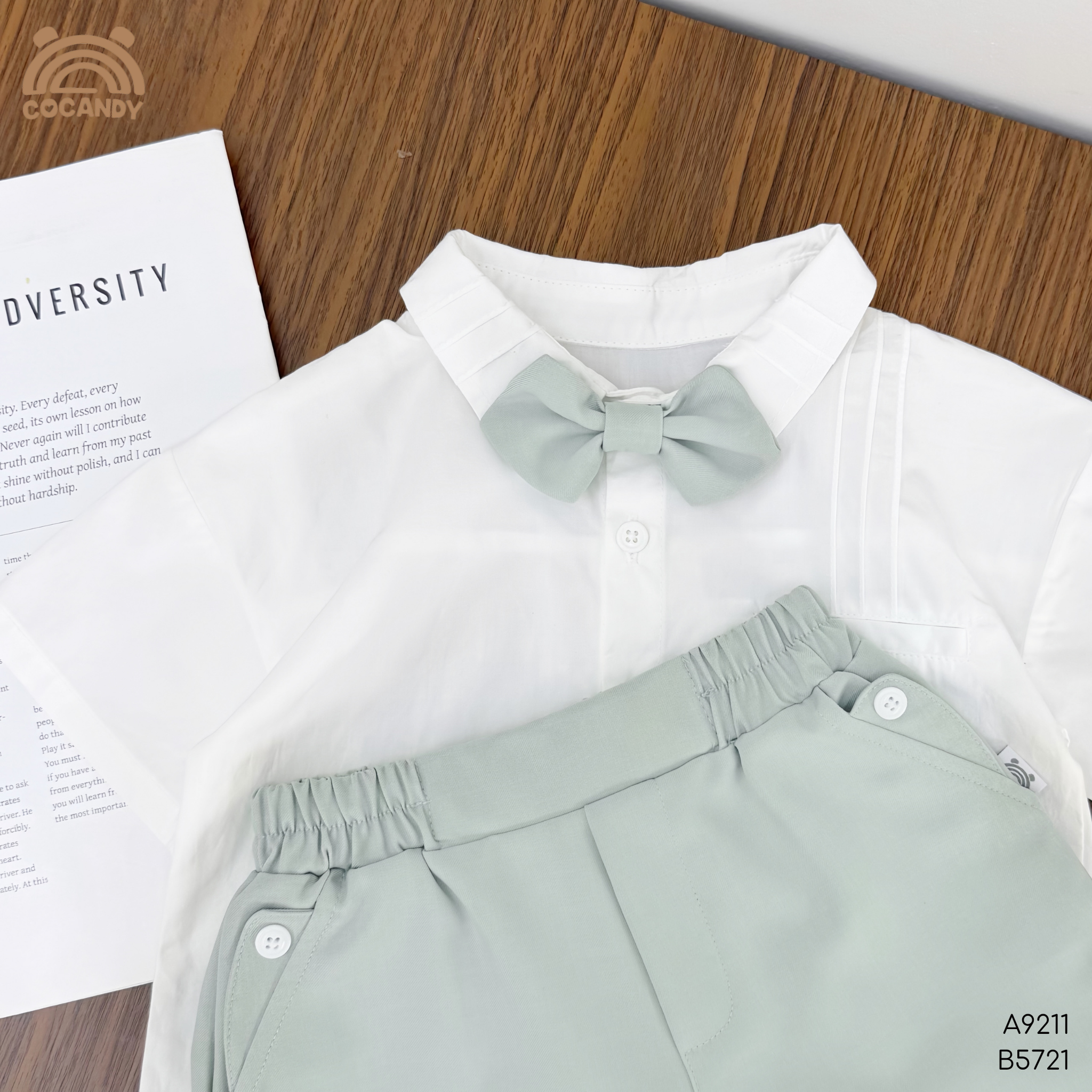 Bộ cộc gile XANH MINT công tử nẹp sườn + NƠ_thumbnail_2