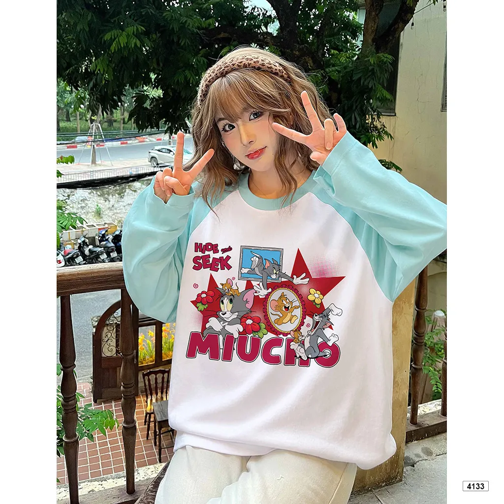 Áo thun raglan tay dài form boxy hoạt hình Miucho 4133_thumbnail_5