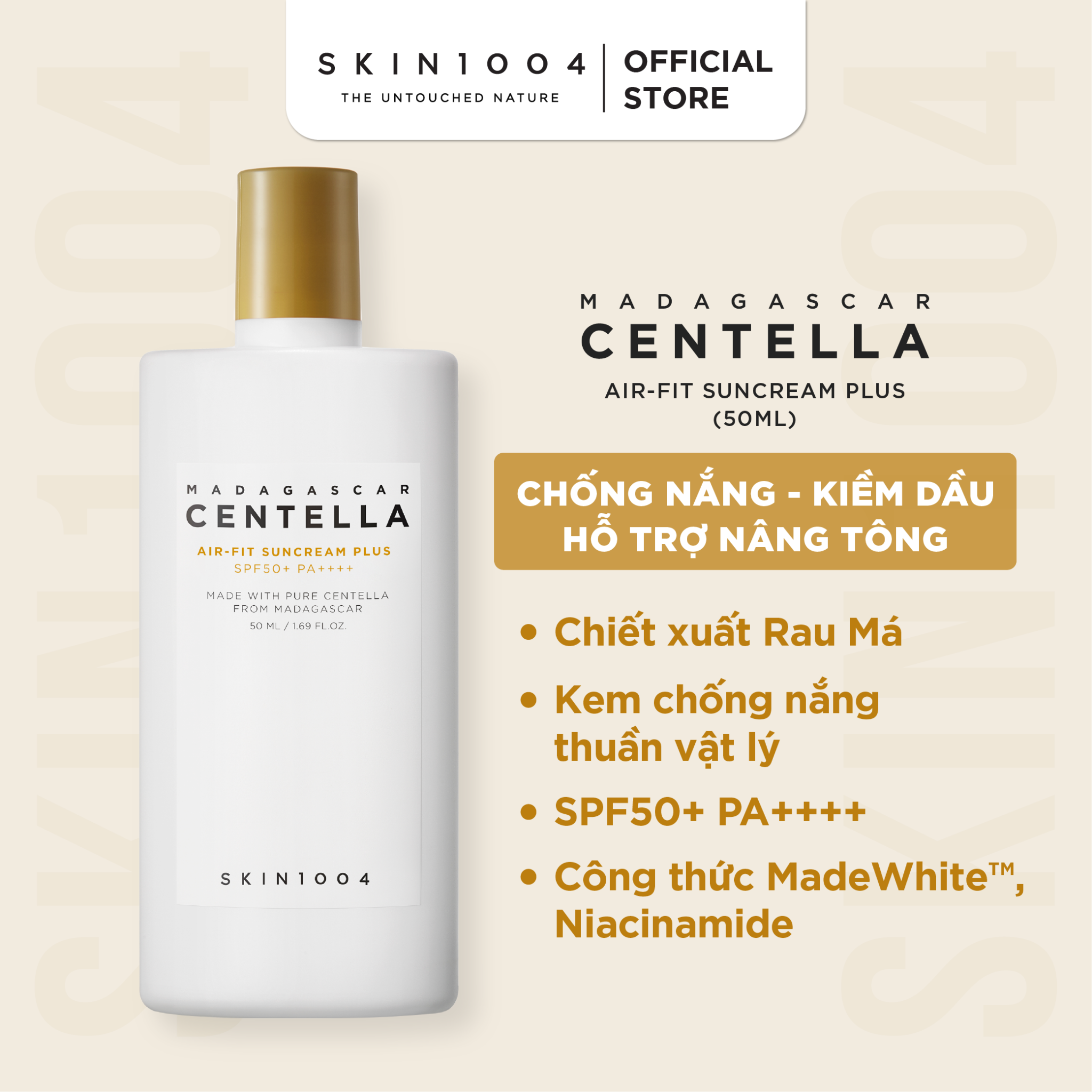 [SKIN1004] Kem chống nắng rau má SKIN1004 Madagascar Centella Air-Fit SunCream Plus SPF50+PA++++ 50ml