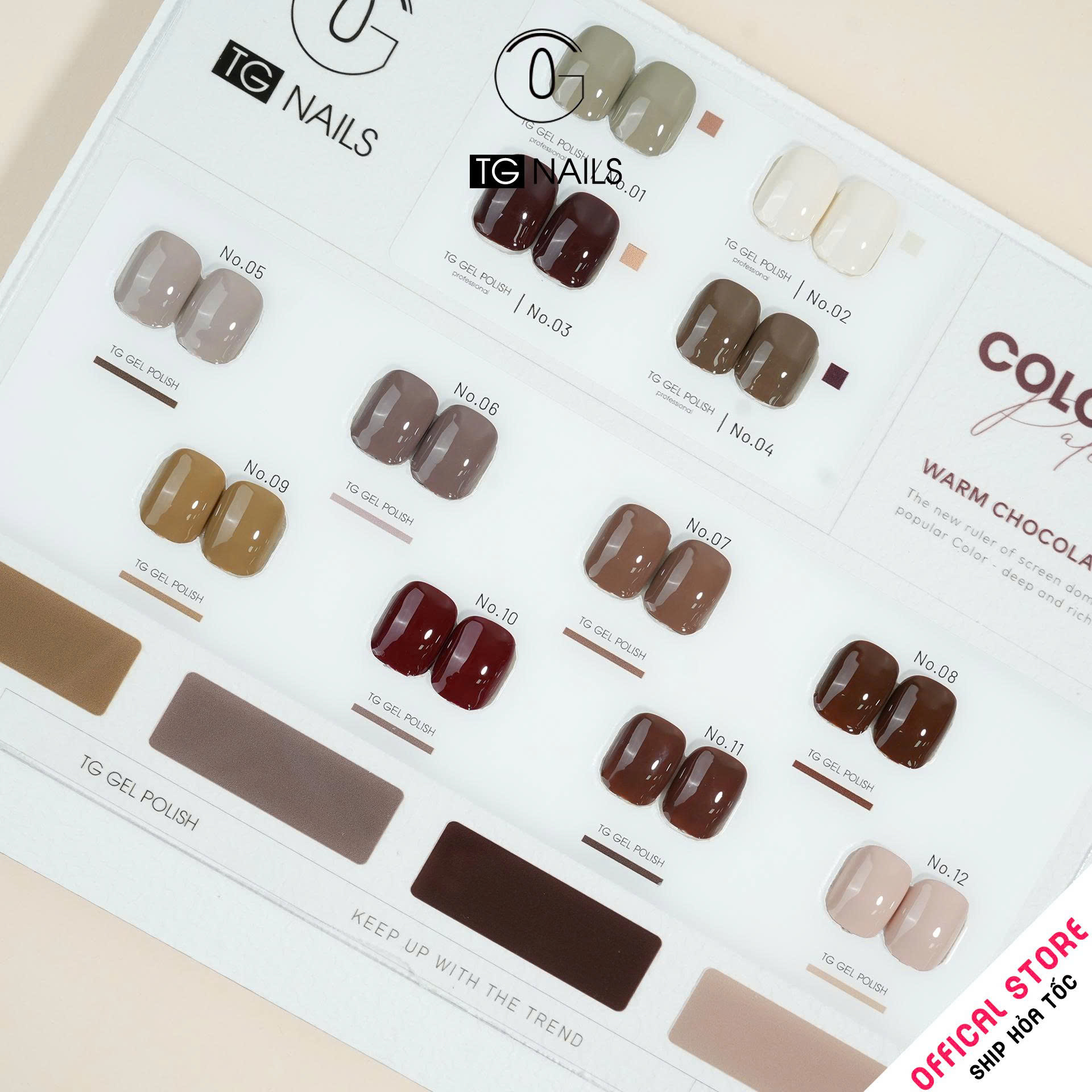 Sơn móng TG Nails gel. Khối lượng tịnh: 10g/ lọ. Nhãn hàng TG nail gel - Combo 12 màu Nâu CAFE_thumbnail_6