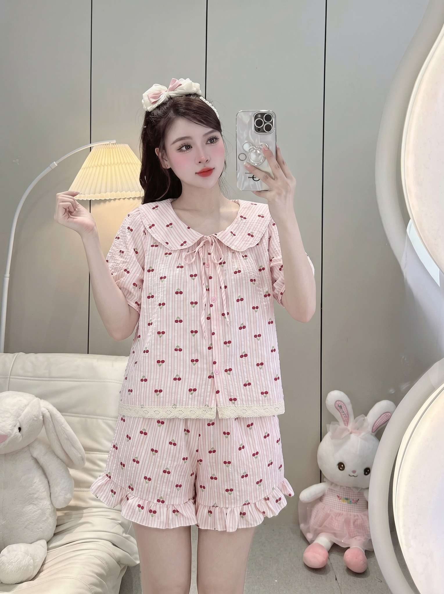 Đồ Bộ Nữ Ngắn QĐ+Áo TN lai ren hoạ tiết LUH (C) (0687)_thumbnail_8