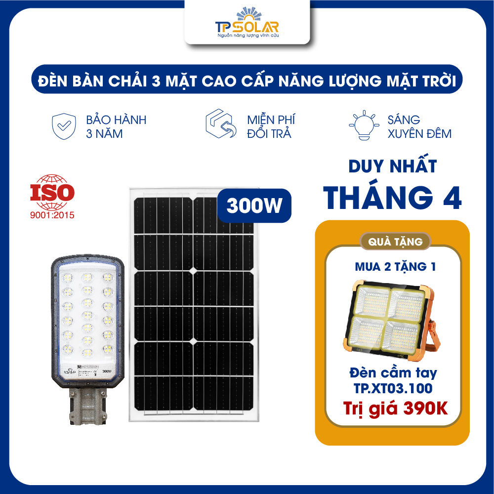 Đèn bàn chải 3 mặt cao cấp năng lượng mặt trời