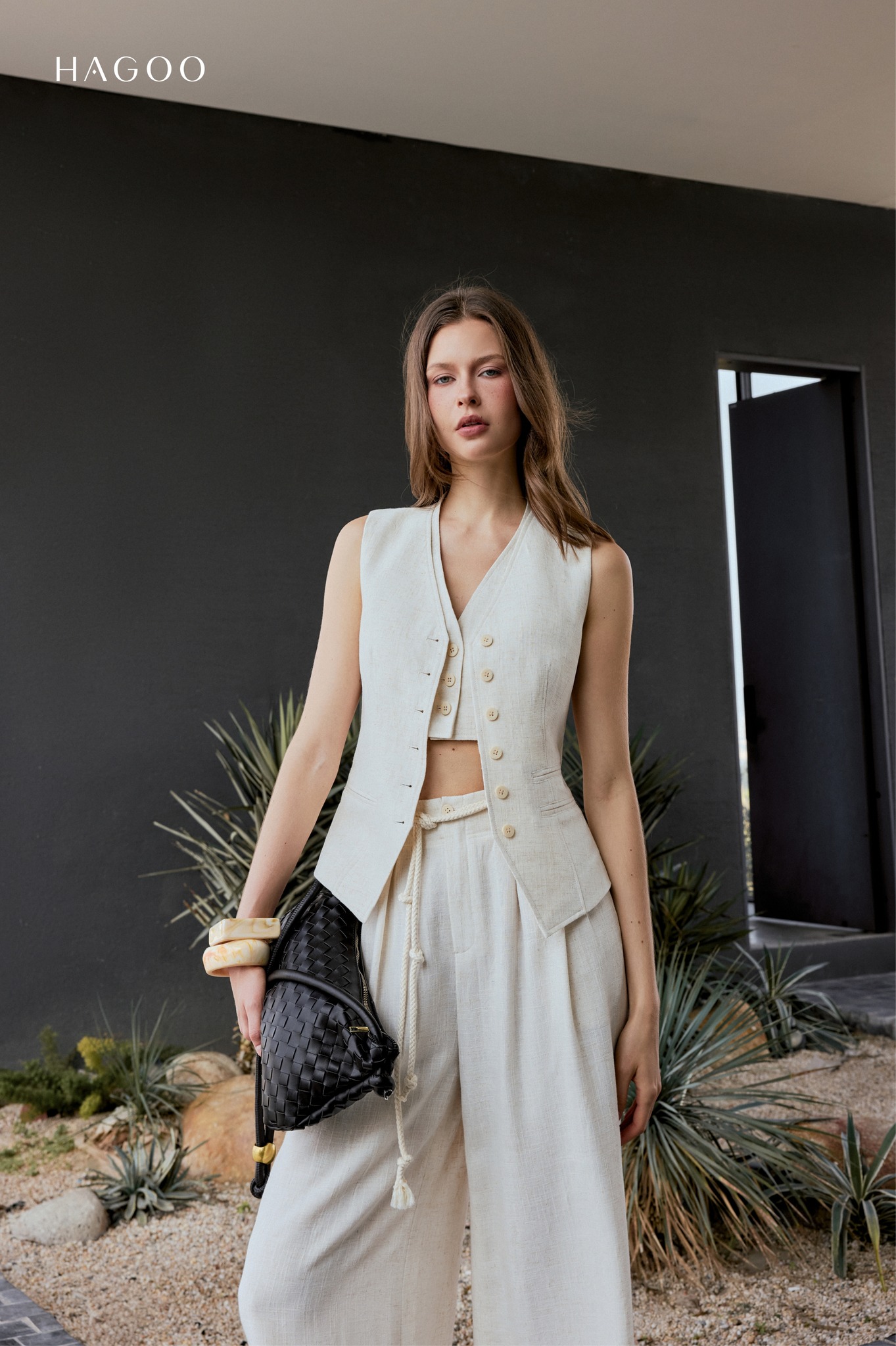 Áo gile linen HAGOO