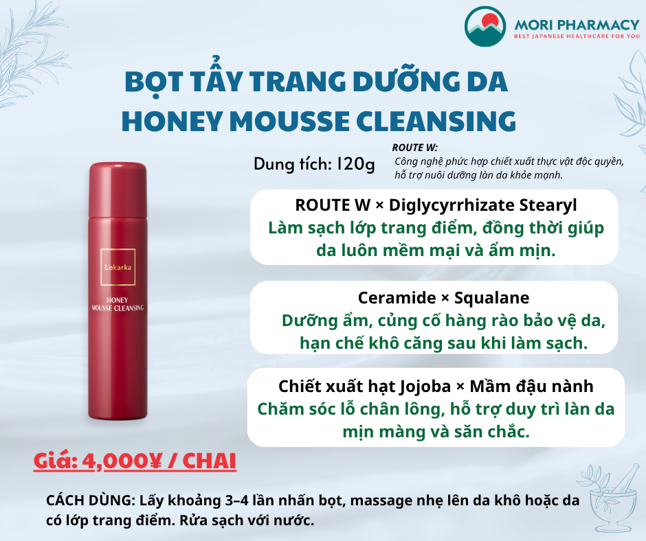 Bọt tẩy trang dưỡng da - Lakarka  HONEY MOUSSE CLEANSING