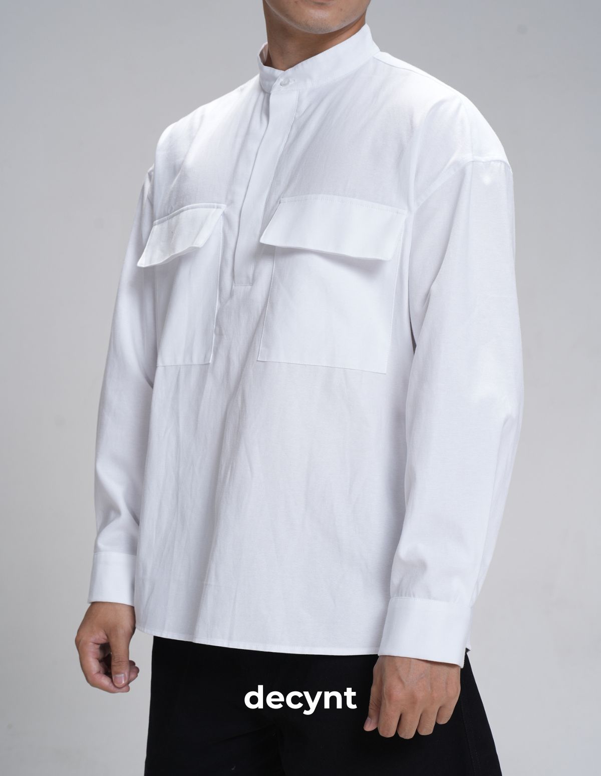 The Safari Band Shirt decynt - Áo sơ mi cổ trụ tay dài 2 túi bản to trước ngực chất liệu oxford dày lên form đẹp_thumbnail_3