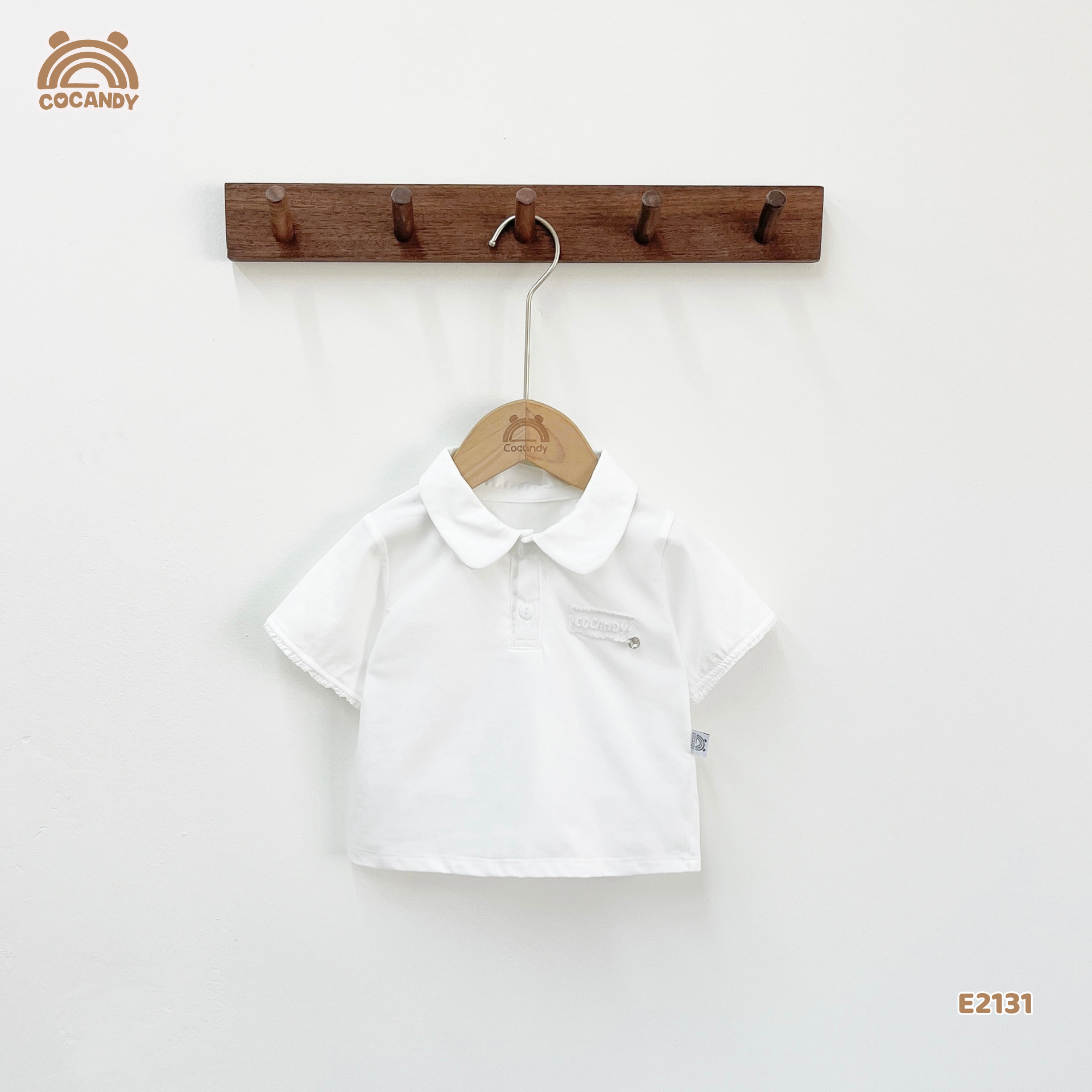 Áo cộc polo TRẮNG cổ sen tag ngực_thumbnail_2