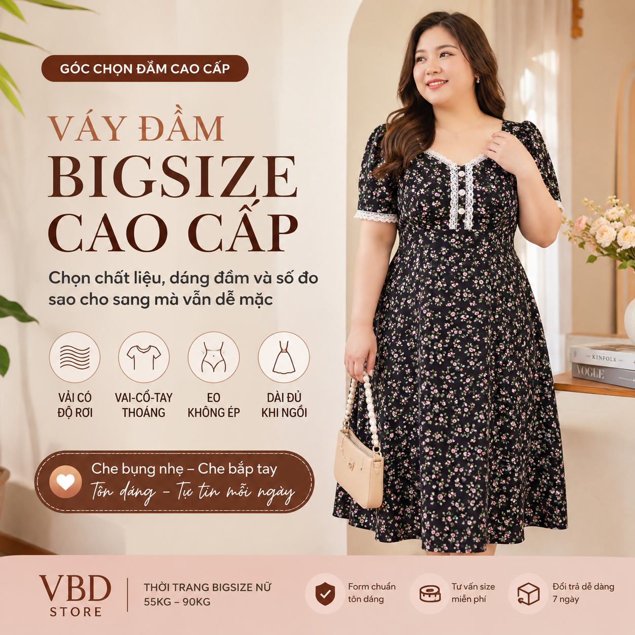 Váy đầm big size cao cấp: chọn dáng sang, dễ mặc | VBD