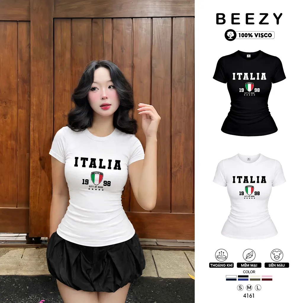 Áo thun form ôm body tôn dáng Italia street style Beezy 4161