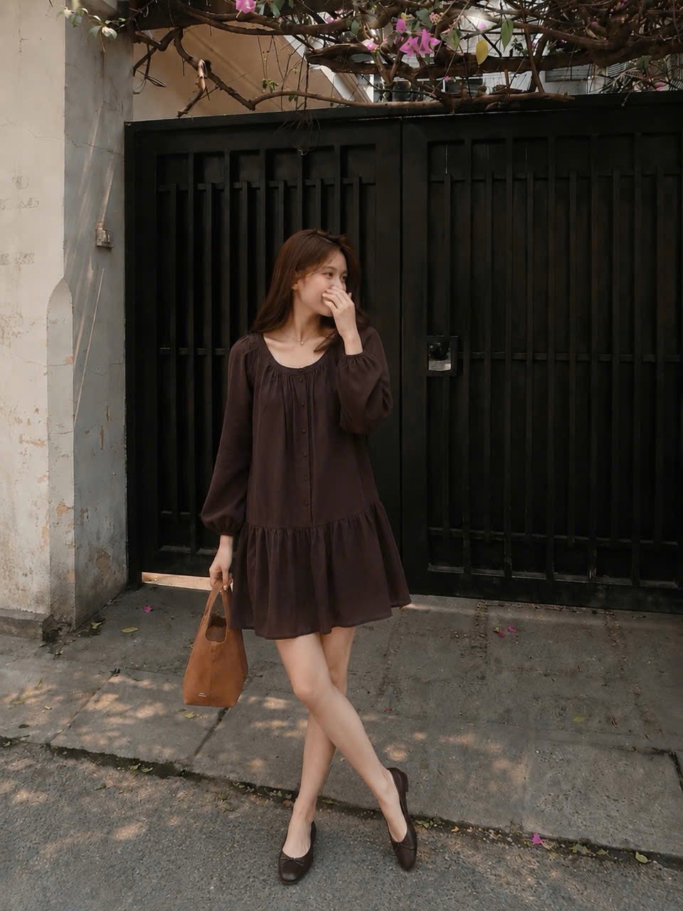 E687 ĐẦM SUÔNG NÂU CỔ U H&M_thumbnail_2
