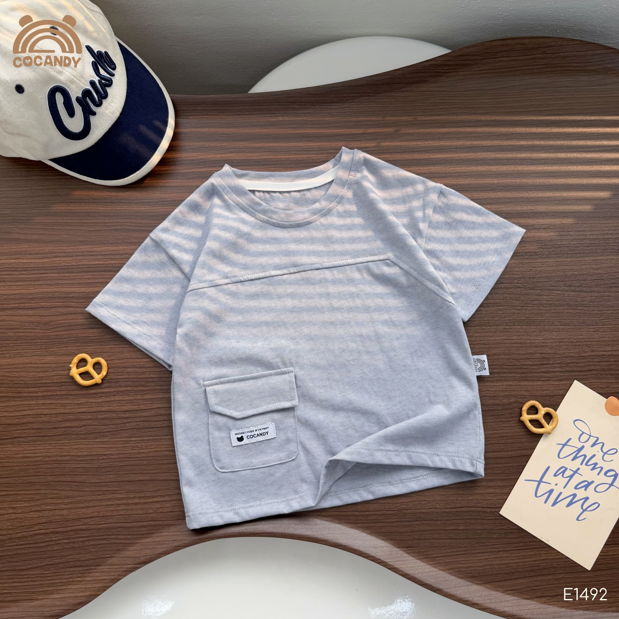 Áo cộc thun XANH GHI phối túi lệch CCD_thumbnail_3