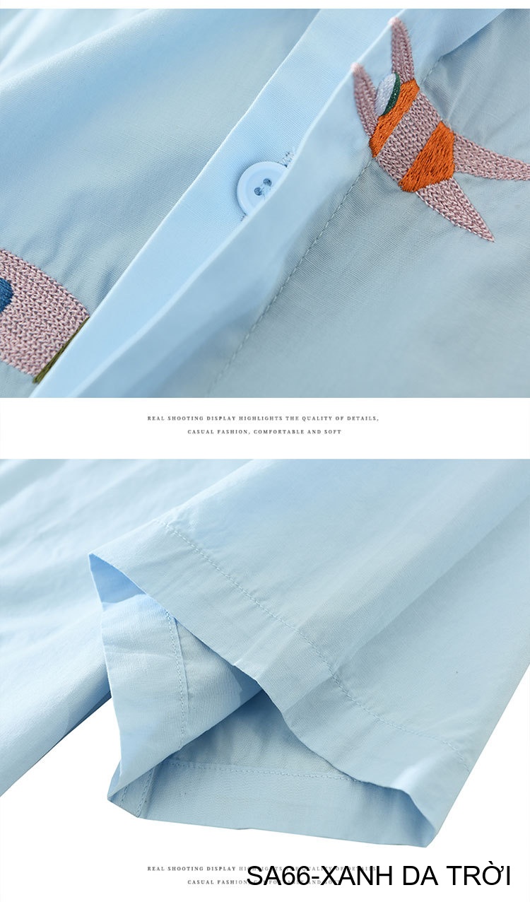 SA66 - Áo sơ mi nam ngắn tay thêu cá kiểu Nhật, cotton 100%, form rộng thoải mái, phong cách tươi mới_thumbnail_14