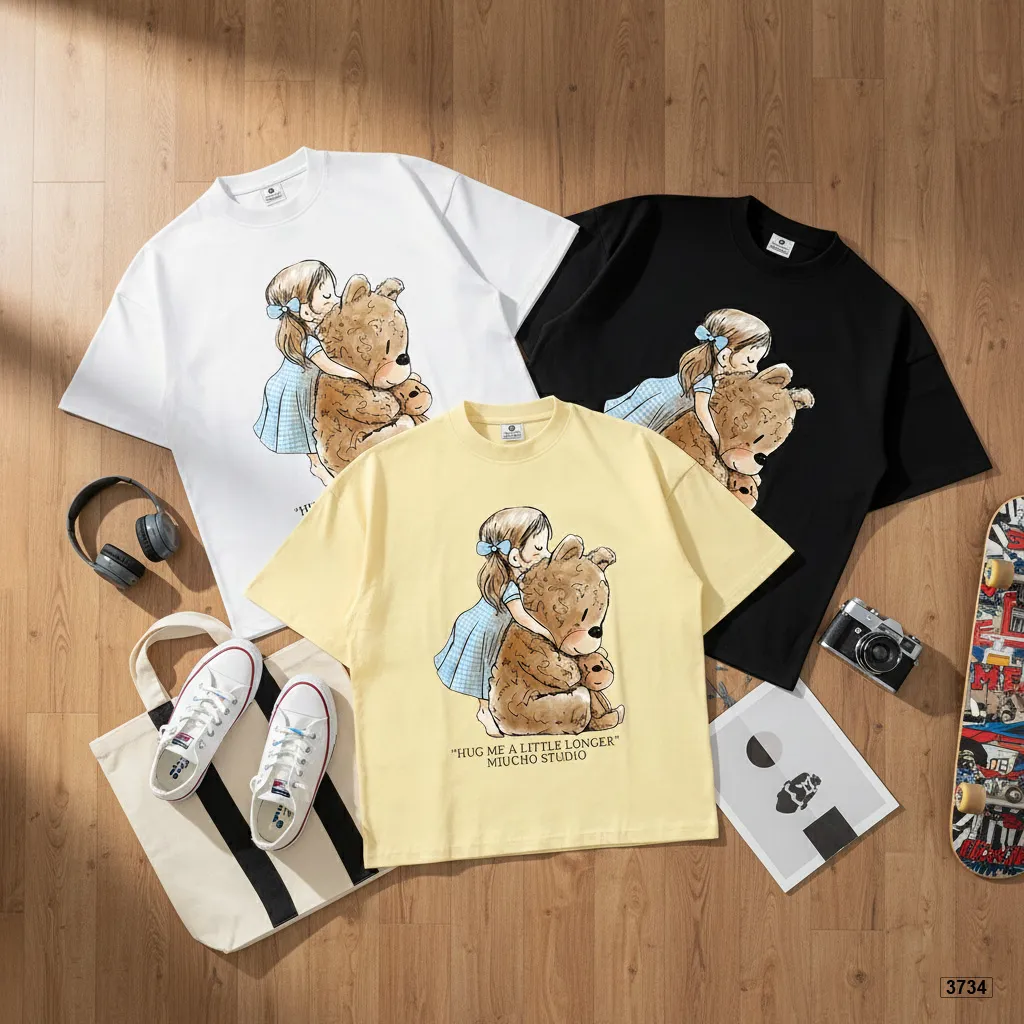 Áo thun boxy nữ phong cách dễ thương hoạt hình gấu Miucho 3734_thumbnail_7
