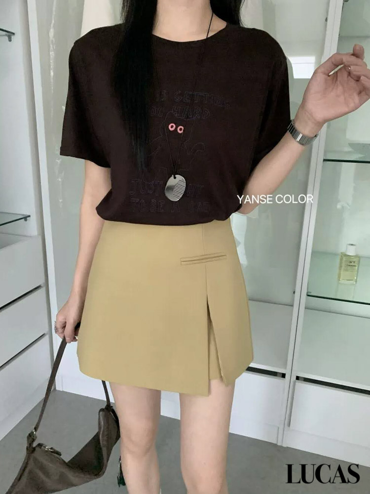 Chân váy A dáng ngắn sẻ 1 bên đùi + bổ túi YANSE_thumbnail_2