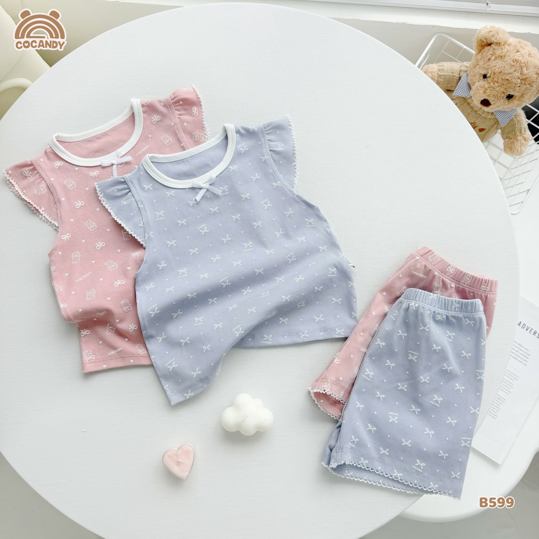 Bộ cộc thun XANH cánh tiên hình gấu nơ tim trắng_thumbnail_4