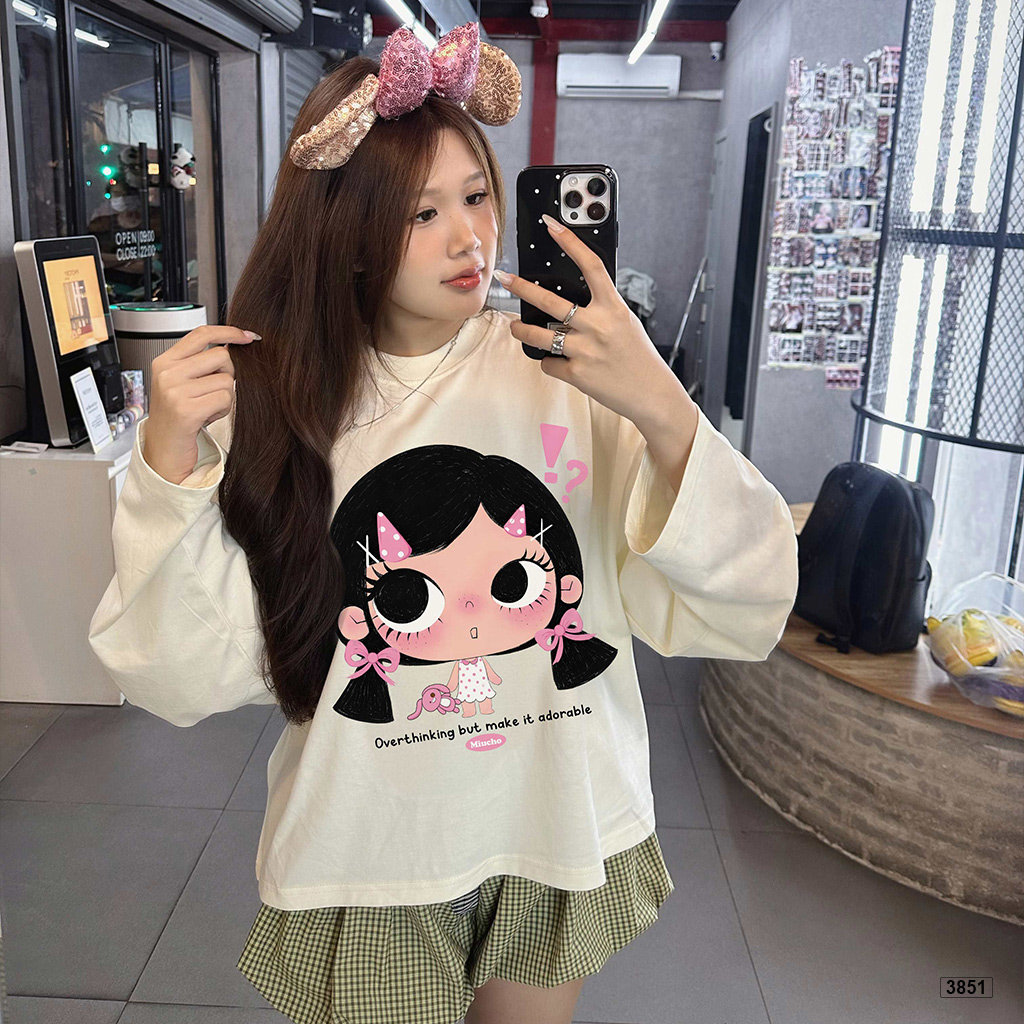 Áo thun nữ form boxy tay dài nữ áo cute phong cách soft girl Hàn Quốc Miucho 3851_thumbnail_6