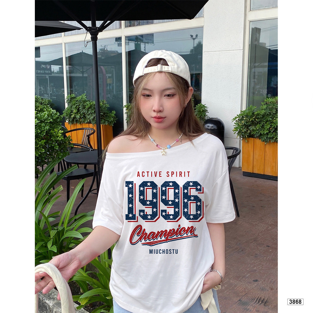 Áo thun nữ lệch vai form rộng chất thoáng mát Miucho 3868_thumbnail_5