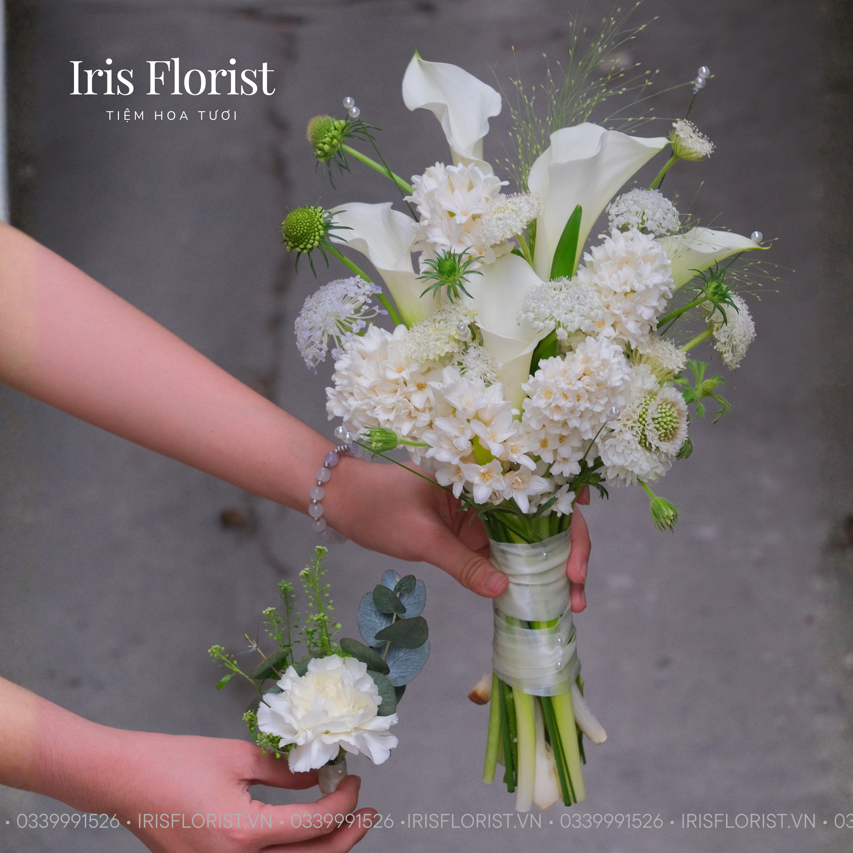 Bó hoa cưới dạ lan hương mix Calla lily