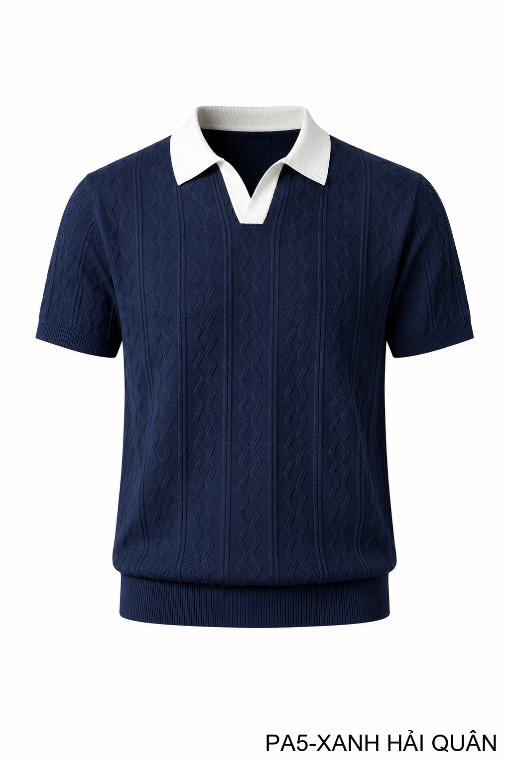 PA5 - Áo Polo Nam Mùa Hè Chất Jacquard Co Giãn, Cổ V Phối Màu Thời Trang, Dáng Ôm Thoáng Khí