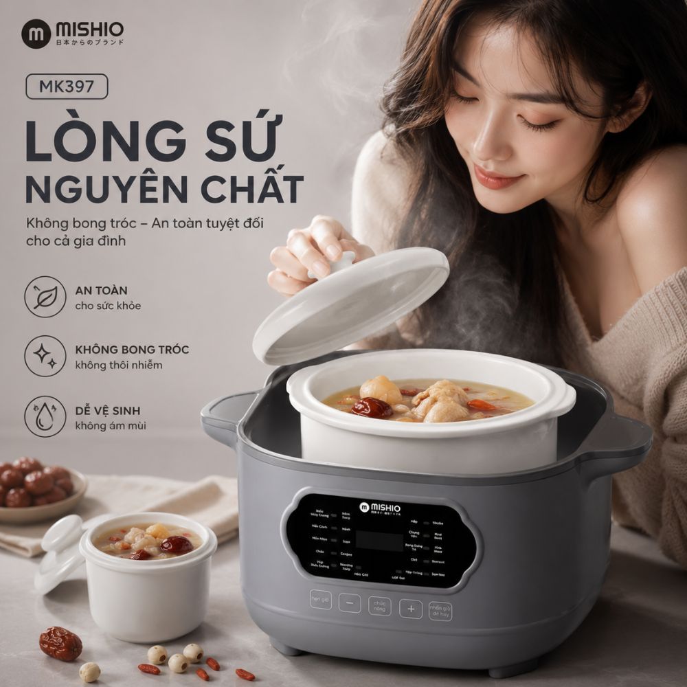 Nồi hầm lòng sứ 3L Mishio MK397