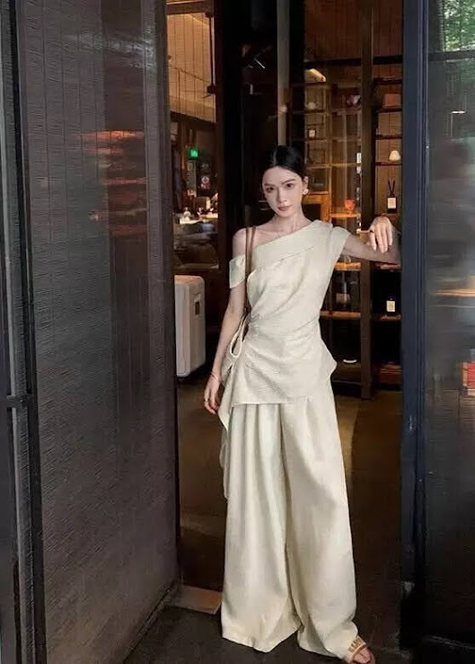 Lucas - Set áo lệch vai rúm eo vạt chéo + quần ống suông dài_thumbnail_6