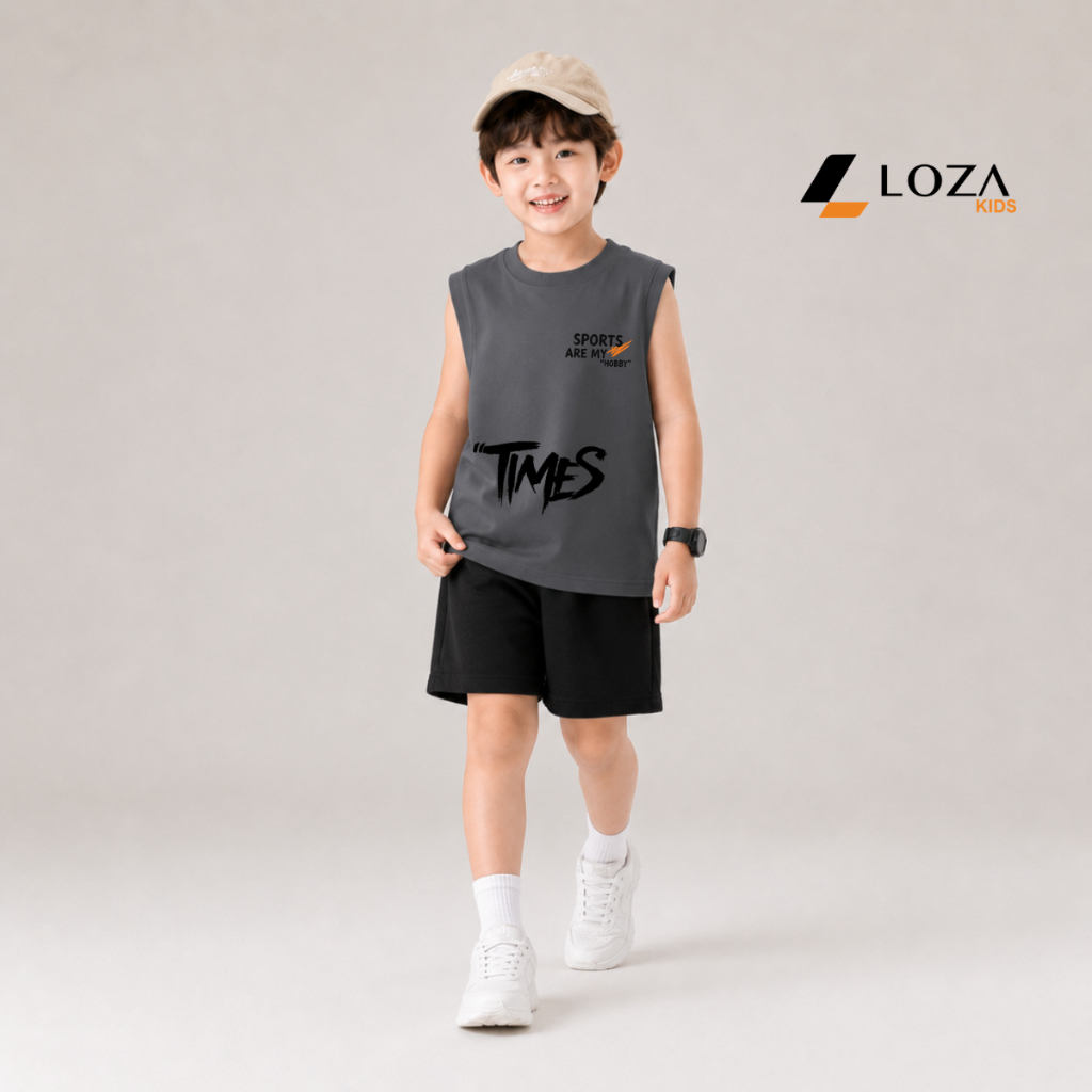 Set bộ ba lỗ cho bé trai chữ 