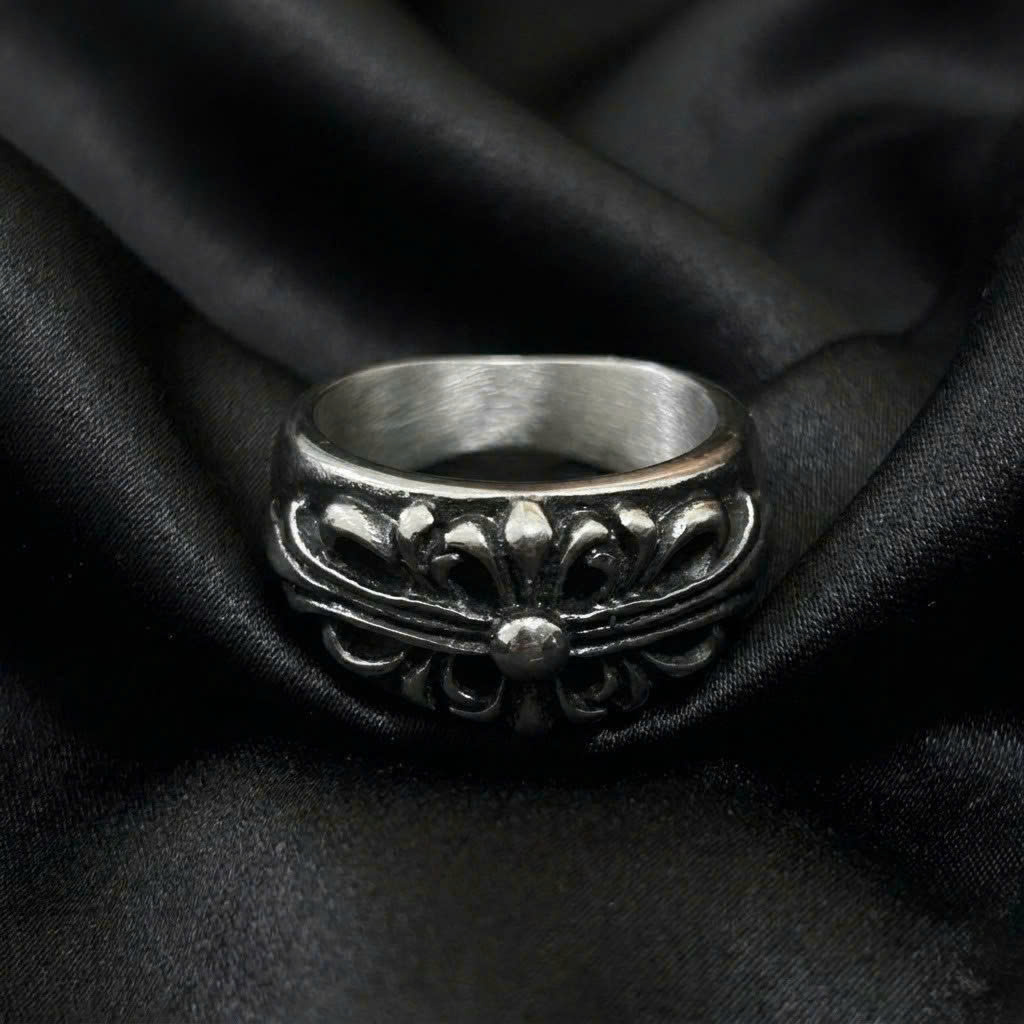 Nhẫn titan chrome heart hoa thập giá gothic