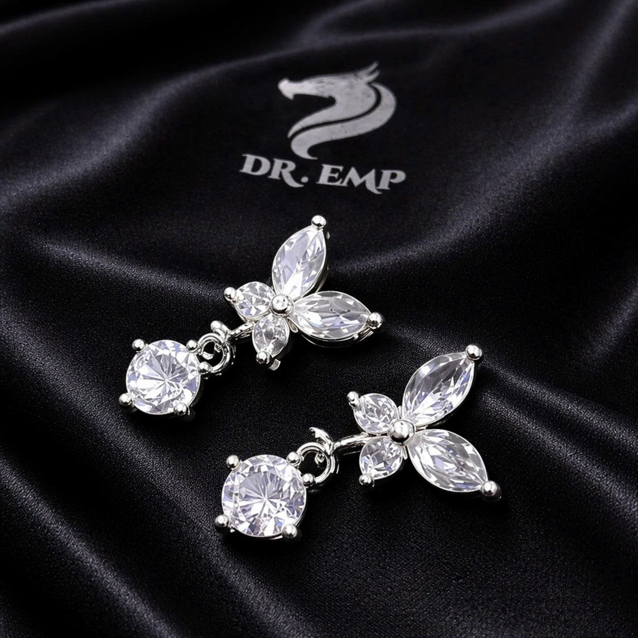 khuyên vòng bạc xi kim bướm trắng 8mm