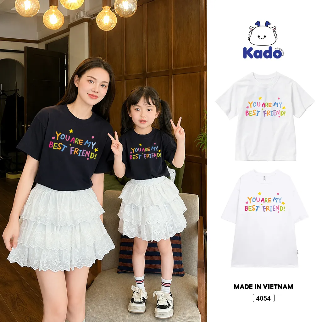 Áo thun gia đình mẹ và bé phong cách đơn giản dễ thương Kado 4054