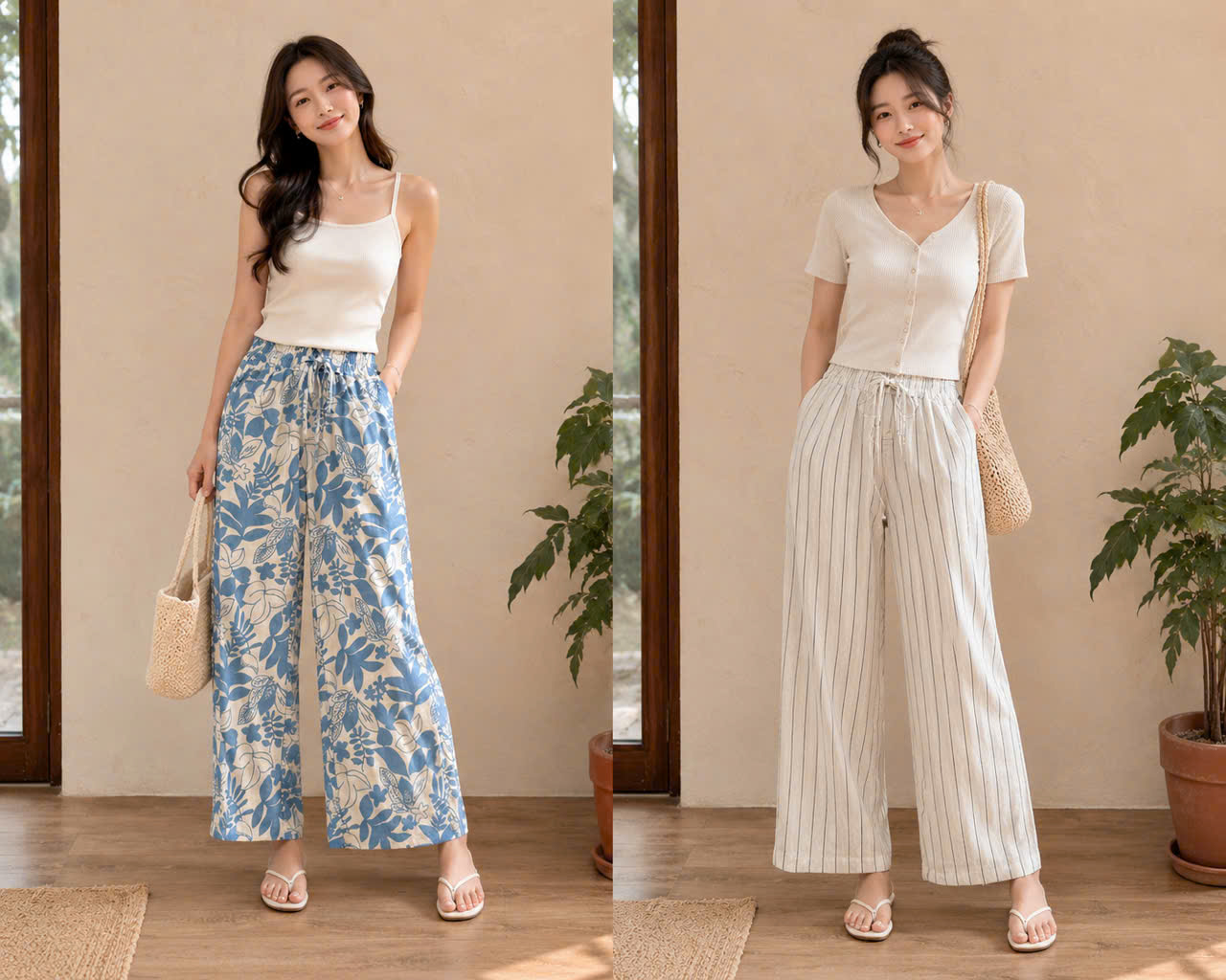 Q685- Quần ống suông Linen