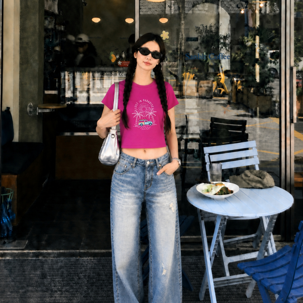 [Form ôm] Áo Croptop hình cây dừa và xe - Loza CR8587_thumbnail_1