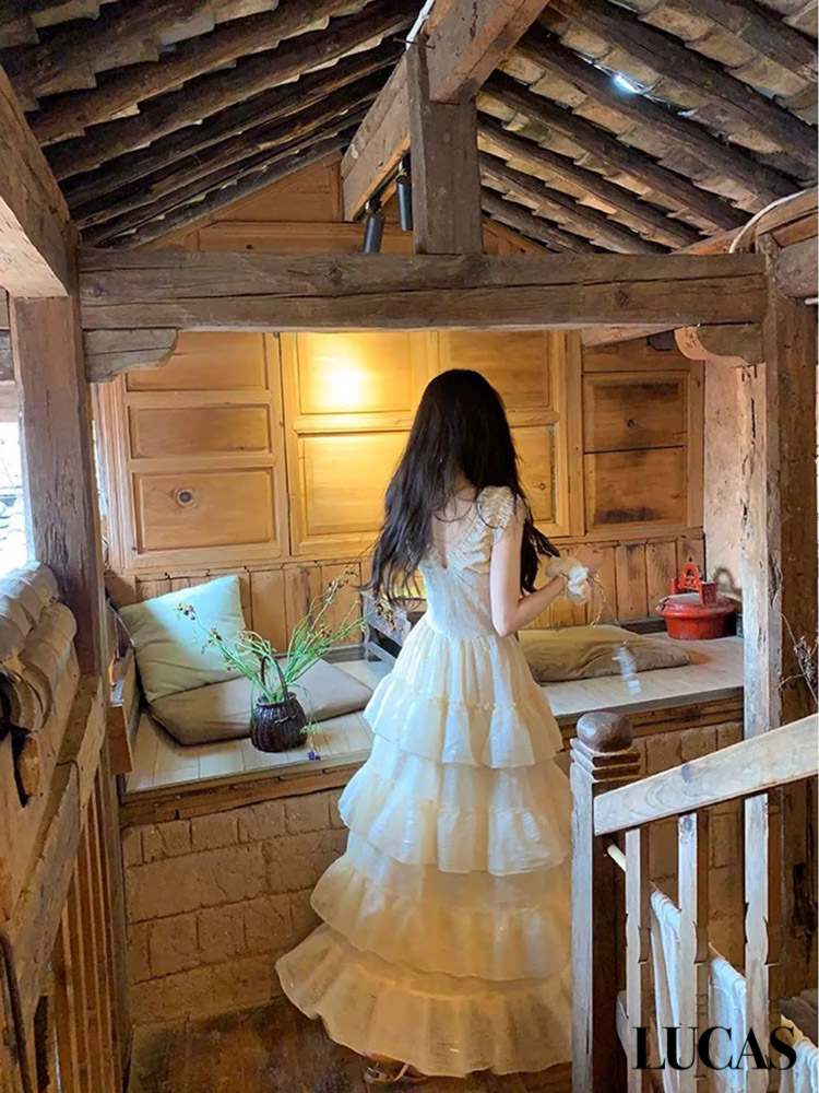 Váy maxi zile phối ngực ren cổ tim nơ ngực, ôm eo, chân váy xòe 4 ầng_thumbnail_3