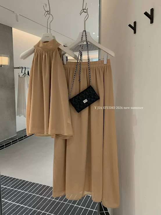 Lucas - Set áo yếm cổ cao + chân váy voan 2 lớp dáng xòe dài YJIA_thumbnail_9