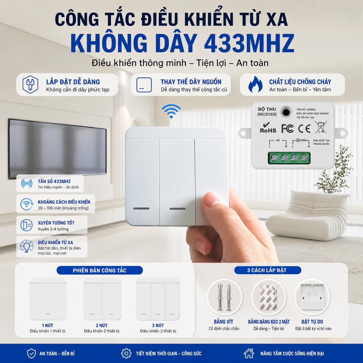 CÔNG TẮC ĐIỀU KHIỂN TỪ XA KHÔNG DÂY 433MHz Mặt Vuông_thumbnail_3